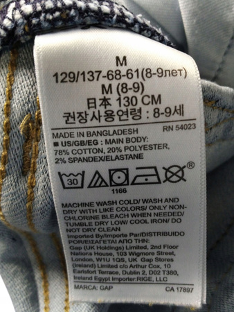 SPODNIE GAP ROZMIAR 129/137 NIEBIESKIE