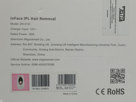 DEPILATOR IPL DO CIAŁA NÓG BIKINI inFac ZH-01D różowy