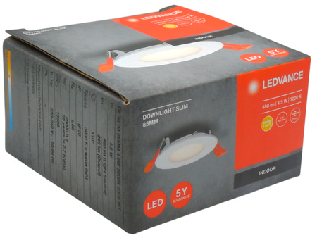 Oprawa sufitowa podtynkowa LED Downlight Slim 85mm 480lm 4.5W 300K Ledvance