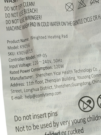 Poduszka grzewcza obciążona z regulowanym paskiem kamizelka Comfytemp