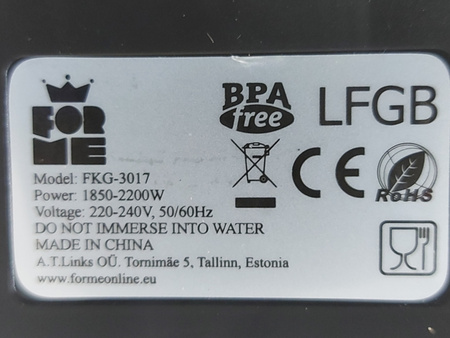 Czajnik elektryczny ForMe FKG3017 2200 W 1,7 l czarny