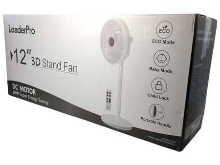 Wentylator przenośny LeaderPro DC 2w1 Bardzo cichy 12,8dB (FS03) Biały