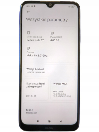 Smartfon Xiaomi Redmi Note 8T M1908C3XG 4/64GB Niebieski