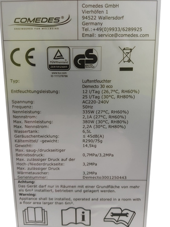 OSUSZACZ POWIETRZA COMEDES Osuszacz budowlany