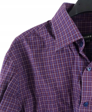 Koszula męska WÓLCZANKA 41 Fioletowa w kratkę