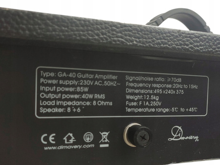 Wzmacniacz do gitary Dimavery GA-40 8 Ohms 85W 40W RMS