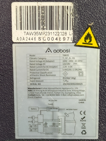 Lodówka samochodowa Aaobosi TAW35 35L kompresorowa -20°C 12/24V