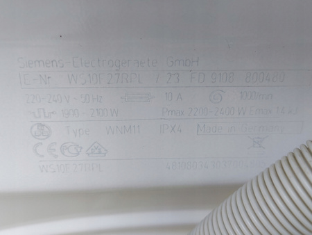 Pralka Siemens WS10F27RPL 4,5 kg 1000 obr./min A+