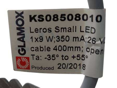 LAMPA OPRAWA LED LEROS SMALL LED KS08508010 1x9W 2700K IP67 GLAMOX