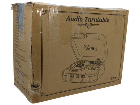 Gramofon winylowy przenośny VOKSUN S300 Vintage Bordowy