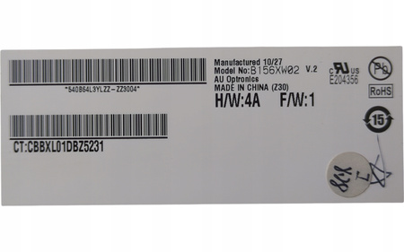 Matryca AU Optronics B156XW02 V.2 15,6" 1366x768px 40pin Błyszcząca