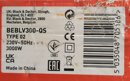 Odkurzacz dmuchawa do liści Black&Decker BEBLV300 3000W 3w1