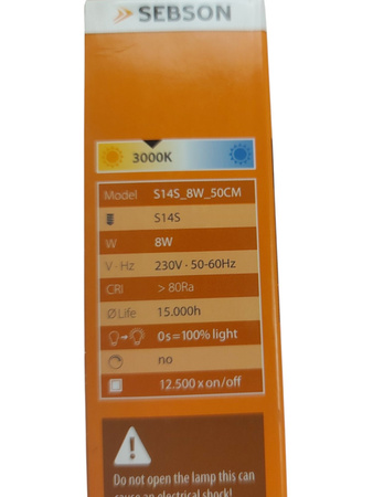 Żarówka LED liniowa Sebson S14S 8W 50 cm ciepła biel 2700K 880 lm