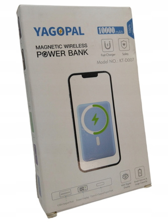 YAGOPAL MAGNETYCZNY BEZPRZEWODOWY POWERBANK BIAŁY 10000 mAh