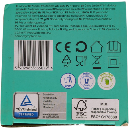 Młynek elektryczny do kawy 180W 70g HOFFEN AK-0547