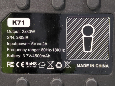 Głośnik przenośny wielofunkcyjny Karaoke Japouca K71 USB AUX Bluetooth 60W