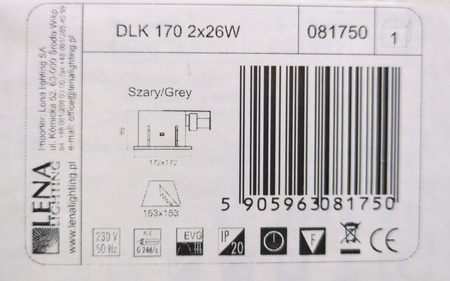 Oprawa sufitowa Lena Lighting DLK 170 2×26 W G24-d3 IP43