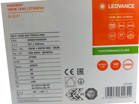 Ledvance LED HighBay Gen4 190W 27000lm 70D - 840 Zimna Biel | IP65