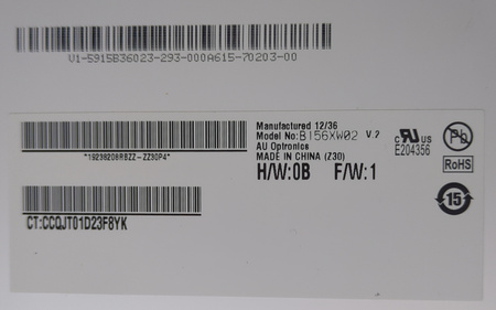 Matryca AUO B156XW02 15,6" 1366x768px; 40pin; BŁYSZCZĄCA