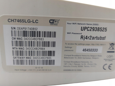 Router WI-FI CBN CH7465LG-LC 1,2Gb/s 240Mb/s VOIP