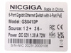 Switch Nicgiga GS0410P 5-port Gigabit 4x PoE+ 78W Plug&Play VLAN