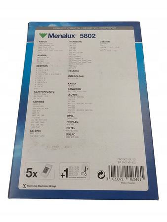 Worki do odkurzaczy z filtrem Menalux 5802 (5 sztuk)