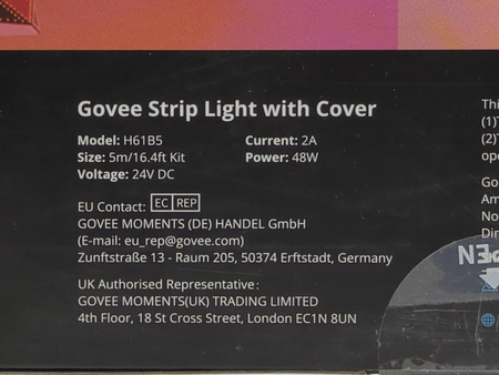 Taśma LED Govee H61B5 RGBIC 5m z osłonami