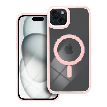 Etui Plecki Magnetic do Apple Iphone15 Plus bezbarwne różowe