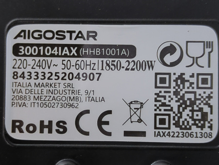 Mini czajnik elektryczny 1L 2200W szklany Aigostar 300104IAX