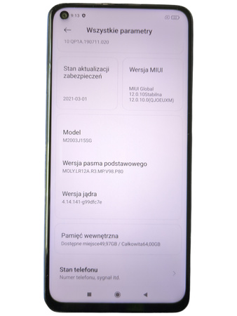 Smartfon Xiaomi Redmi Note 9 M2003J15SG 3/64GB 6.53" 48MP Helio G85