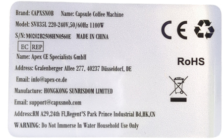 Ekspres ciśnieniowy CAPXSNOB SV835L 3w1 kapsułki 20 bar