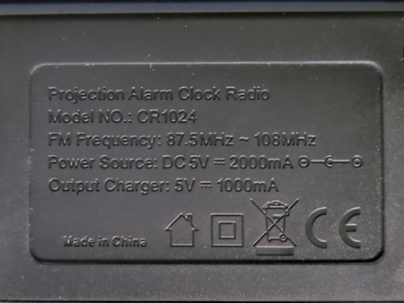 Radio projekcyjne CR1024 FM budzik LCD USB sieciowo-bateryjne
