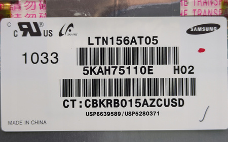 Matryca Samsung LTN156AT05 15,6" 1366x768px; 40pin; BŁYSZCZĄCA