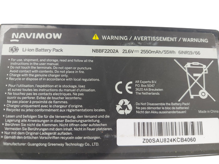 Bateria kosiarki Navimov i105e NBBF2202A 21,6A 2550MAH/55WH 6INR19/66