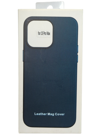 Plecki etui leather MagSafe do iPhone 15 Pro Max Niebieski