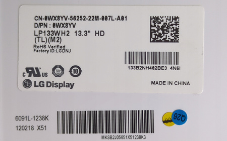 Matryca LG LP133WH2 13,3" 1366x768px; 40pin; MATOWA