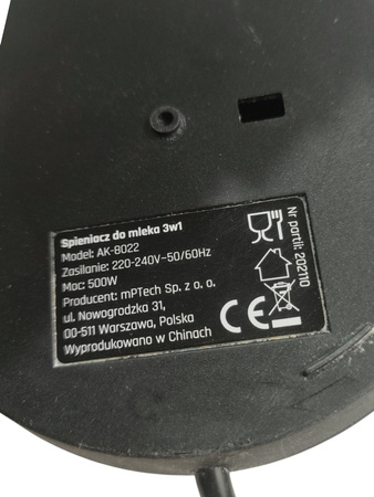 Bezprzewodowy spieniacz do mleka Hoffen AK-8022 3w1 czarny