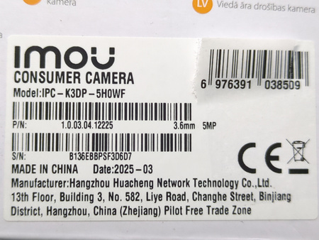 Kamera zewnętrzna Imou Bullet 2e 5MP IP67 kolorowa noc 30m WiFi