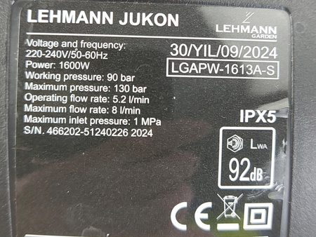 Myjka ciśnieniowa Lehmann LGAPW-1613A 230 bar 1600 W
