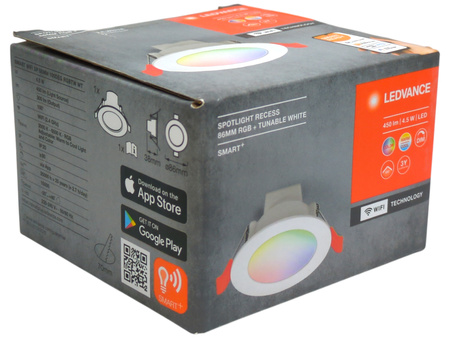 Oprawa Podtynkowa LED Spotlight Recess 86mm RGB 450lm 4,5W Color Ledvance