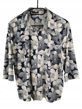 Bluzka damska EDWARD Rozmiar 50 Szara w kwiaty