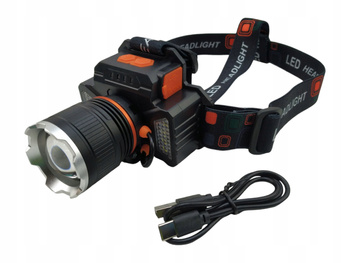 Regulowana akumulatorowa latarka czołowa USB-C