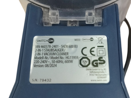 Odkurzacz pionowy elektryczny Switch On SHZK 600 B3 600 W