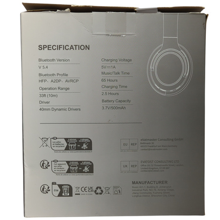 Słuchawki Uliptz WH202A Bluetooth 5.2 65h HiFi EQ​