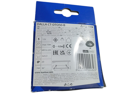 Oprawa oświetleniowa sufitowa wpuszczana Kanlux 10 W GU 5.3 8,2cm czarny