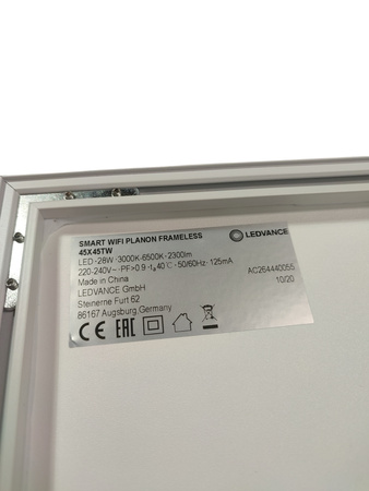 LAMPA LED PANEL PLAFON FRAMELESS 45X45 28W WIFI TUNABLE WHITE LEDVANCE