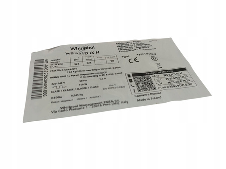 KOMPLET PÓŁEK DO LODÓWKI WHIRLPOOL W9 831D IX H