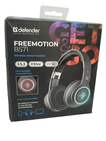 Słuchawki nauszne Defender B571 czarne bezprzewodowe Bluetooth 5.0