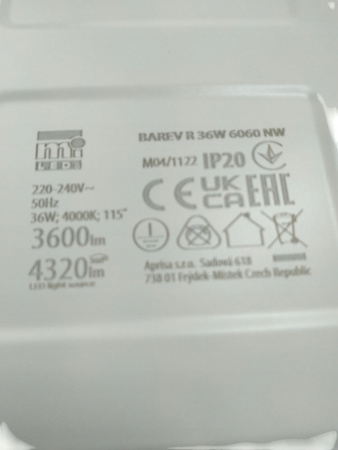 Panel LED BAREV R 36W 6060 NW barwa neutralna - 3600lm