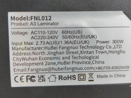 Laminator A3, 2-rolkowy na gorąco i na zimno MAXDONE FNL012 Czarny